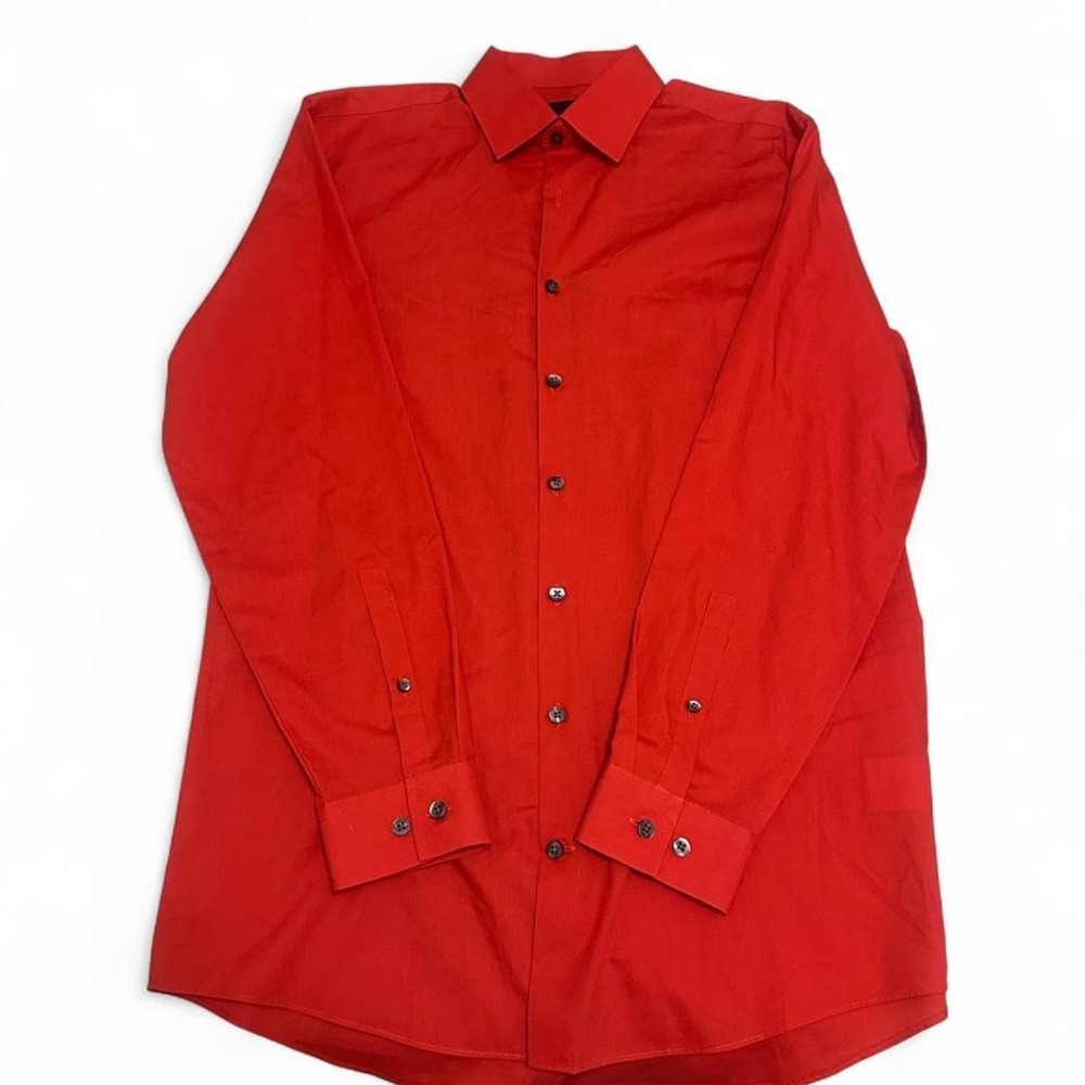 J. Ferrar Mens Slim Fit Dress Shirt Red Long Sleeve Button Down 15-15.5 32-33 M